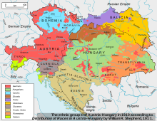 An ethnic map of Austria-Hungary, 1910 Austria Hungary ethnic.svg