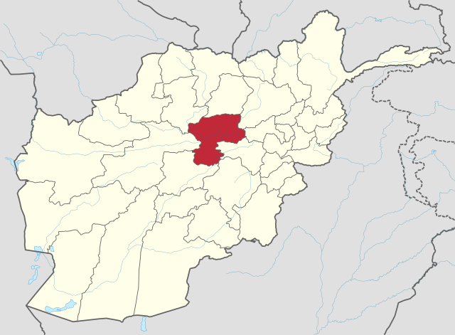 A localização da província de Bamiã no Afeganistão