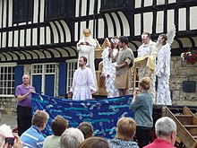 The Barbers' Play: The Baptism performed from a wagon in the street in York in 2014 Barbers' Baptism 147274.jpg