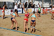 Deutsch: Beachhandball Europameisterschaften 2019 (Beach handball Euro); Tag 2: 3. Juli 2019 – Frauen, Vorrunde Gruppe A, Türkei-Norwegen 0:2 (17:22, 12:20) English: Beach handball Euro; Day 2: 3 July 2019 – Women Preliminary Round Group A – Turkey-Norway 0:2 (17:22, 12:20)