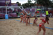 Deutsch: Beachhandball bei den Olympischen Jugendspielen 2018; Tag 5, 10. November 2018; Mädchen, Hauptrunde - Ungarn-Paraguay 2:0 English: Beach handball at the 2018 Summer Youth Olympics at 11 October 2018 – Girls Main Round – Hungary-Paraguay 2:0