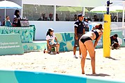 Deutsch: Beachvolleyball bei den Olympischen Jugendspielen 2018; Tag 9, 15. Oktober 2018; Mädchen, Viertelfinale: USA-Spanien 2–1 (21–19/17–21/15–9) English: Beach volleyball at the 2018 Summer Youth Olympics at 15 October 2018 – Girls Quarterfinals: USA-Spain 2–1 (21–19/17–21/15–9)