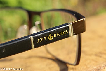 Jeff banks glasses, featuring the logo "Jeff Banks". Benedict Ybanez-Macrophotography glasses (1 of 1).jpg