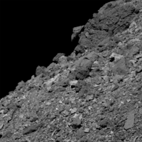 Wide angle shot of the Northern Hemisphere of Bennu, imaged by OSIRIS-REx at an altitude of approximately 1.8 km (1.1 mi)