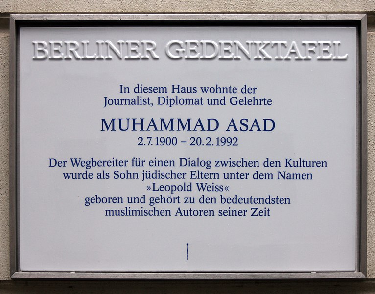 Datei:Berliner Gedenktafel Hannoversche Str 1 (Mitte) Muhammad Asad.jpg