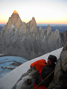 Bivouac on Cerro Torre with Fitz Roy in the background.JPG