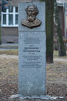 A monument dedicated to Solzhenitsyn in Brodnica in Poland