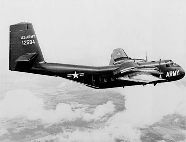 A C-7 Caribou aircraft as used by the 1st Cavalry Division for airborne radio relay. C-7 Caribou.jpg