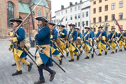 Named for Charles XI and XII, in Latin Carolus, Swedish soldiers were called Caroleans, karoliner, consisting of both cavalry, dragoons and infantry. From 1687 on, they got an unified blue and yellow colored uniform, and later the black tricorne. Even as they were a big army relative to the country's population, the Caroleans were usually smaller in numbers than their opponents, and to compensate for that, they had to rely on offensive tactics.