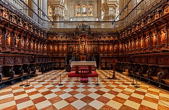 Le chœur de la cathédrale de l'Incarnation de Malaga, en Andalousie. (définition réelle 8 292 × 5 414)