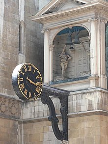 The clock, dating from 1671 City of London, St. Dunstan-in-the-West clock - geograph.org.uk - 865114.jpg
