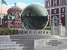 The sundial in the early 20th century, before the gnomon was removed Columbiasundial.jpg