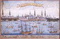 Copenhagen in 1786, gouache by M. Bang Copenhagen 1786.jpg