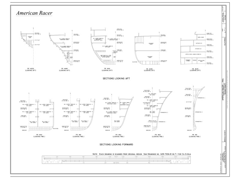 File:Cross Sections, Looking Aft and Looking Forward - American Racer, Suisun Bay Reserve Fleet, Benicia, Solano County, CA HAER CA-346 (sheet 6 of 7).tif