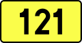 English: Sign of DW 121 with oficial font Drogowskaz and adequate dimensions.