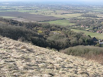 Disused chalk pits, on scarp slope north of Ditchling Beacon Disused chalk pits and Nature Reserve north of Ditchling Beacon - geograph.org.uk - 1772061.jpg