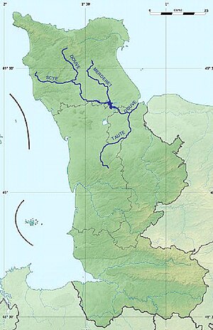 Mapa do rio Douve e seus principais afluentes