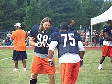 Dvoracek and Matt Toeaina during training camp in 2008 Dusty-d-2008.jpg