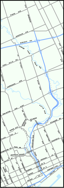 map of roadways in Toronto in 1955 including new Don Valley Parkway project