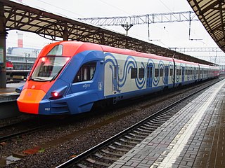 Moszkva városi vasút EG2Tv "Ivolga" a moszkvai Kijevi vasútállomáson