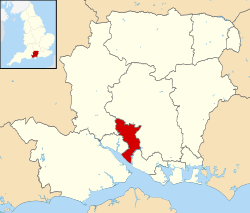 Eastleigh’n sijainti Englannissa ja Hampshiressä.