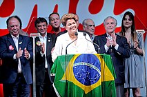 Dilma comemora sua vitória.