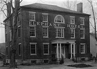 The Elephant Hotel photographed for the Historic American Buildings Survey in the 1930s. Elephant Hotel HABS.jpg
