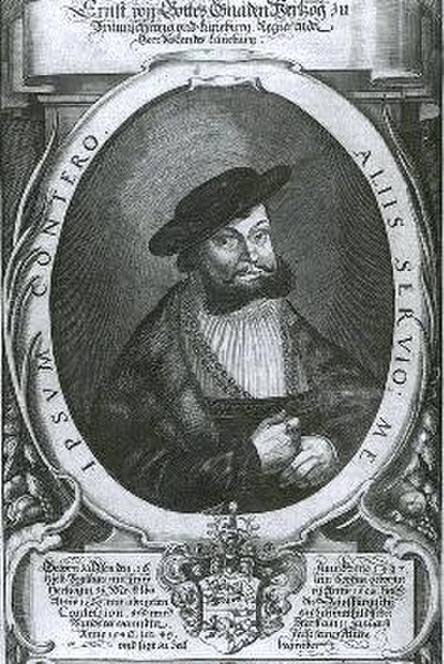 Herzog Ernest the Confessor on a copperplate by P. Troscheli from the 17th century