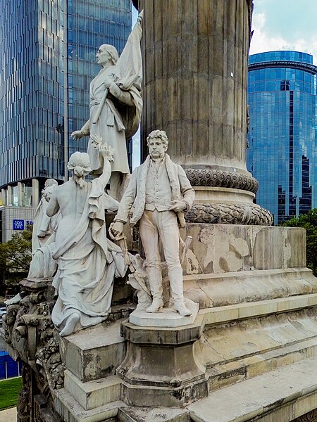 Vicente Guerrero depicted at the Angel of Independence by Enrique Alciati, Mexico City.