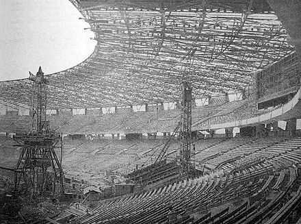 The stadium under construction, April 1962.
