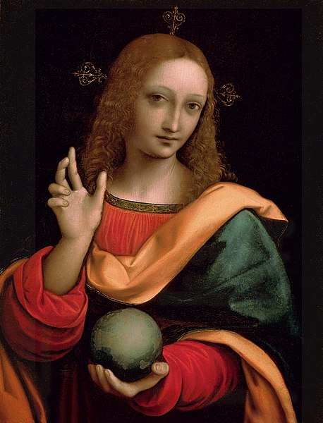 File:Giampietrino, Salvator Mundi (Savior of The World), First half of XVI century, tempera, wood, 50 x 39 cm, Pushkin Museum.jpg