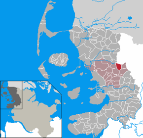 Poziția Goldelund pe harta districtului Nordfriesland