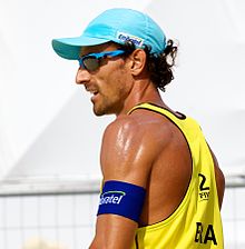 Emanuel Rego appeared in the first five beach volleyball tournaments, winning three medals. Grand Slam Moscow 2011, Set 2 - 022.jpg