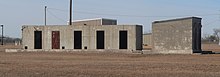 Cement vaults for Norden bombsight storage at the former Great Bend Army Air Field, now listed on the National Register for Historic Places.