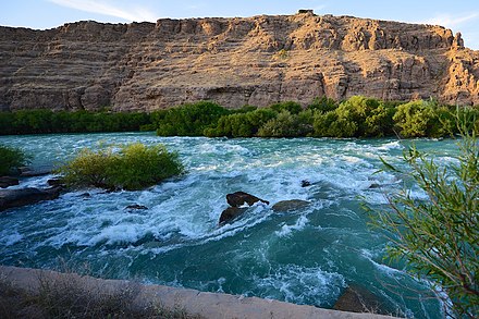 The Helmand River, Afghanistan, known in ancient Iranian Avestan as Haraxvatī and Harahvaiti, is identified by some as the ancient Sarasvati river.[114]