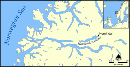 Lowland lakes (in Nordfjord district) appear as extensions of the fjord. Hornindalsvatnet lake is the deepest in Europe.