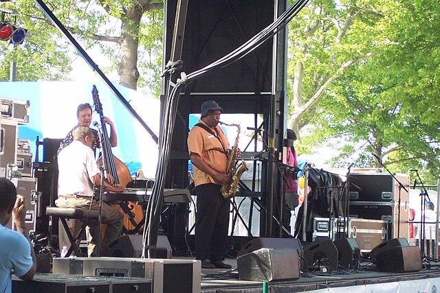 Person performing with his combo at the Red Bank Jazz & Blues Festival in 2009.