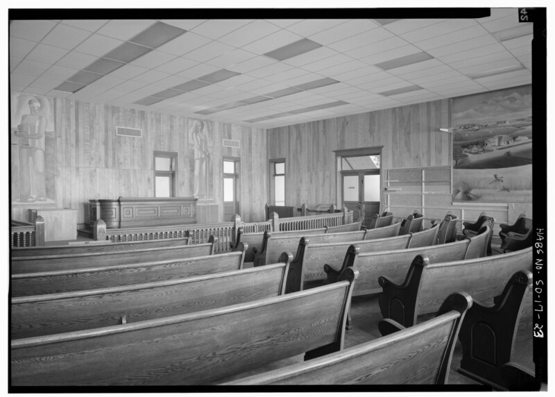 File:INTERIOR, COURTROOM, VIEW FROM EAST - Union County Courthouse, Courthouse Square, Elk Point, Union County, SD HABS SD,64-ELPO,1-23.tif