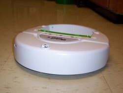 An unmodified iRobot Create with Command Module (small green attachment)