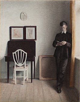 Vilhelm Hammershøi (1864–1916) Interior with Young Man Reading, 1898