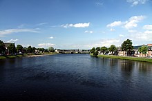 River Ness looking downstream towards Friars Bridge, Inverness, Scotland