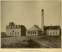 Iowa State University was the first designated land-grant institution in the U.S. Iowa State Agricultural College - Engineering Buildings - Cassier's 1893-11.png