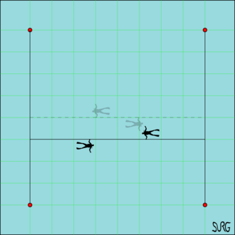 Jackstay search pattern using two fixed jackstays to define the search area and a movable jackstay to guide the divers on each leg of the search Jackstay search pattern.png