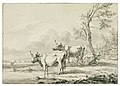 Jan Baptist Kobell (Delfshaven 1778 - 1814 Amsterdam) Rustend vee bij een beek 297 - Zwart krijt en grijs gewassen, gesigneerd en gedateerd 22 december 1809