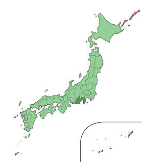 Prefektura Šizuoka na mapě Japonska