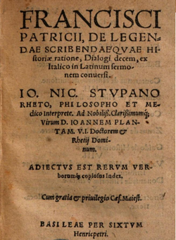 "De Legendae Scribendae Qvae HIstoriae ratione", libro verkita en 1570