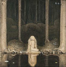 John Bauer - Princess Tuvstarr gazing down into the dark waters of the forest tarn. - Google Art Project.jpg