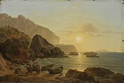 Joseph Rebell: Küste von Capri bei Sonnenuntergang, 1817