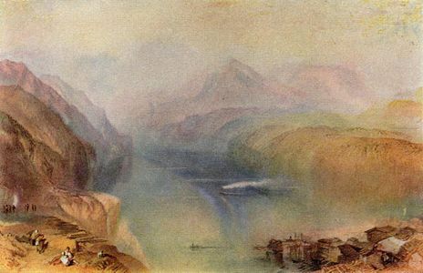 A water colour painting of a landscape by J. M. W. Turner in 1802