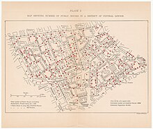 1899 map showing number of public houses in a district of central London Joseph Rowntree, Public Houses in Central London, 1899, Cornell, CUL PJM 1134 01.jpg